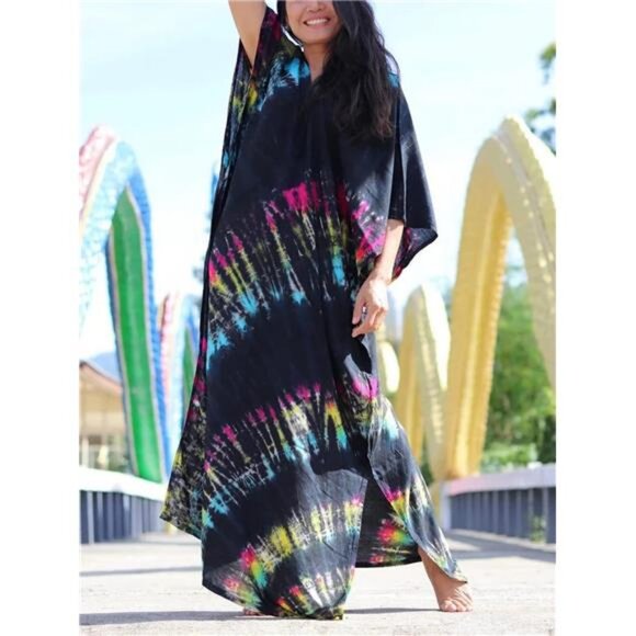 Kaftan Dresses for Women Plus Size Summer Beach Dress with Print and Swim Cover - Picture 4 of 8